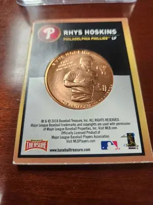 Rhys Hoskins baseball treasure coin card from 2018 Baseball Treasure Coin Series
