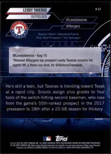 2018 Bowman #BowmanTrending ##-LT Leody Taveras NM-MT Rangers - Trading Cards