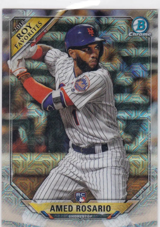 2018 Bowman Chrome MOJO Amed Rosario baseball card featuring chrome mojo design