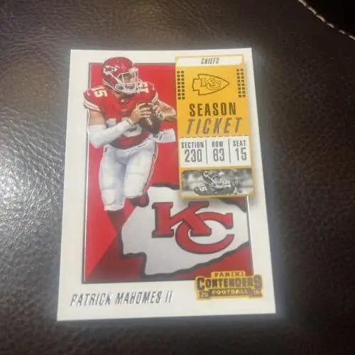 Patrick Mahomes II 2018 Contenders football card for Kansas City Chiefs collection