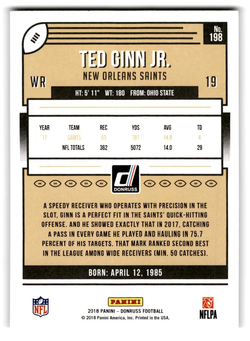 2018 Donruss #198 Ted Ginn Jr. - Trading Cards