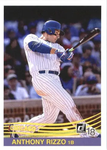 Original gloss baseball trading card of Anthony Rizzo from 2018 Donruss Simply Sandoval series