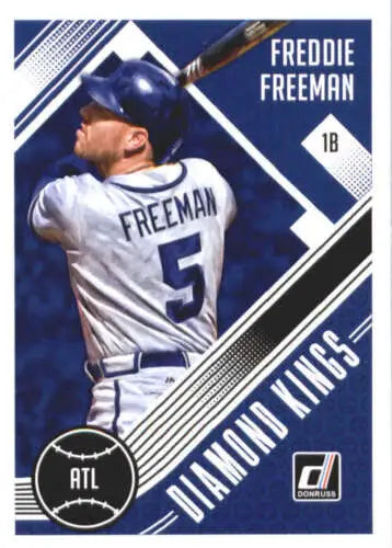 Baseball card of Freddie Freeman in white Braves uniform, showcasing Diamond King design