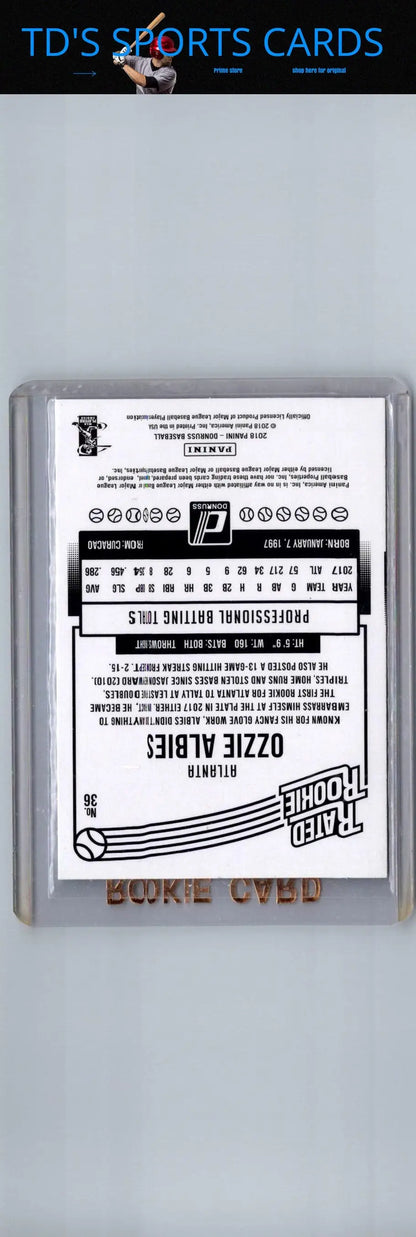 Ozzie Albies baseball card 2018 Donruss The ATL collectible front view