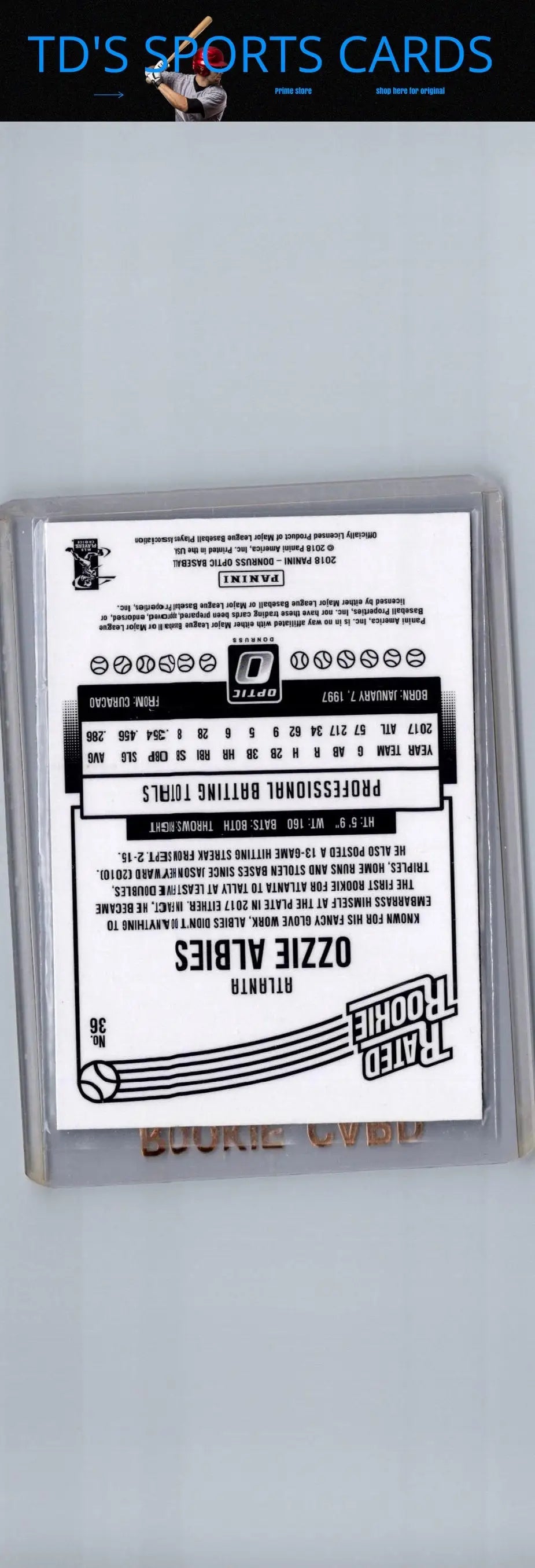 Ozzie Albies baseball card from Donruss Optic 2018 Donruss Optic #36 The ATL