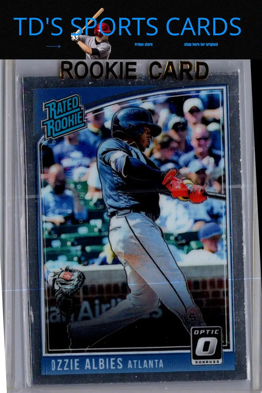 Ozzie Albies rookie card from 2018 Donruss Optic series featuring The ATL branding