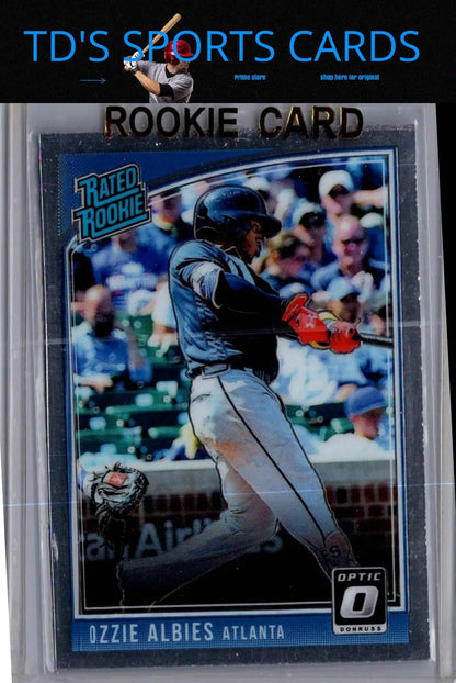 Ozzie Albies rookie card from 2018 Donruss Optic series featuring The ATL branding