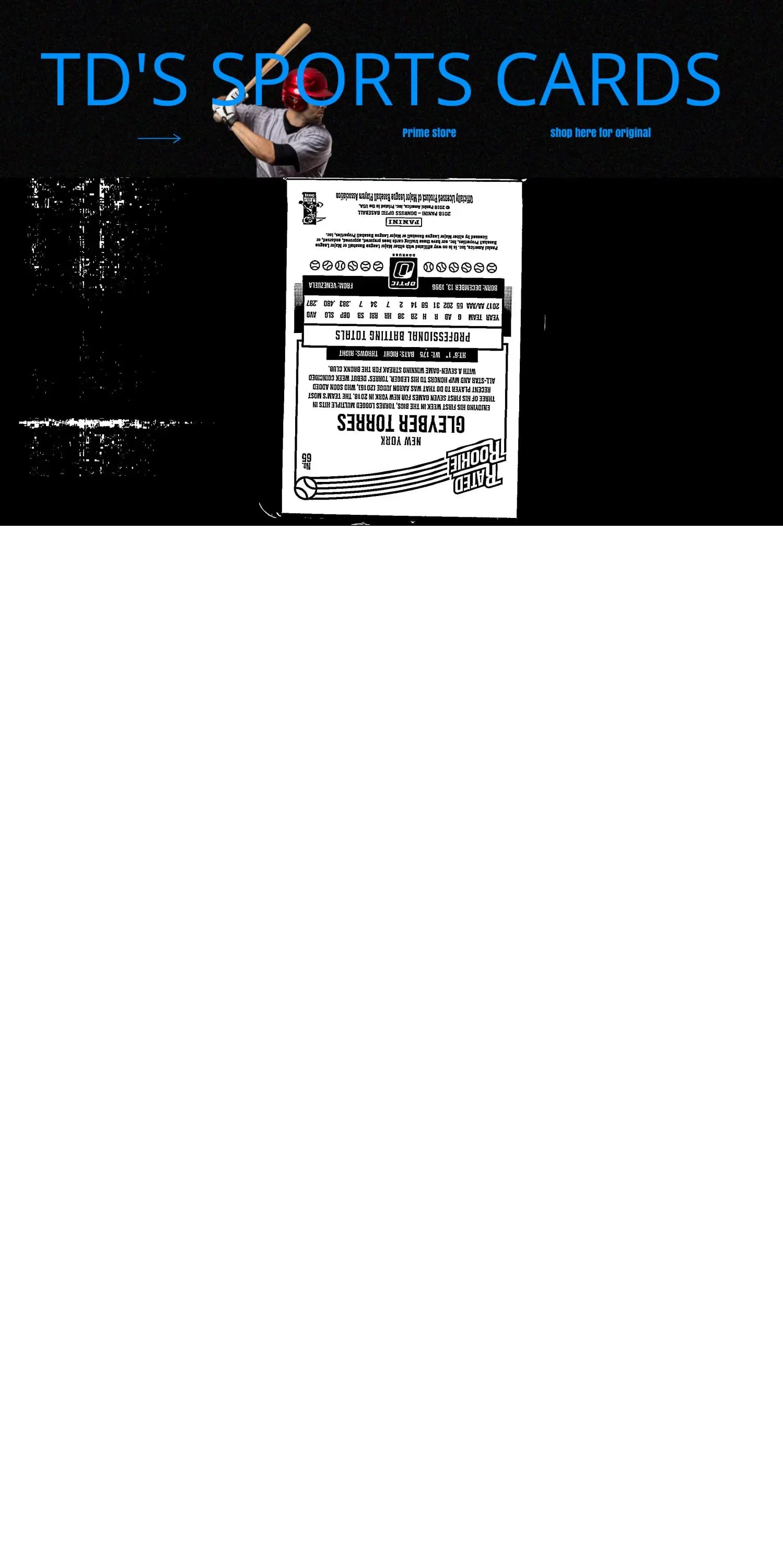 Back of 2018 Donruss Optic Gleyber Torres baseball card showcasing player stats