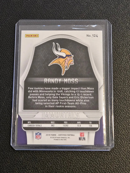 Randy Moss Mirror Silver football card in protective sleeve from Panini Certified 2018