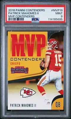 Graded Patrick Mahomes II football card from Panini Contenders MVP series, PSA 9