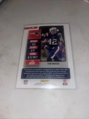 Tom Brady football card from 2018 Panini Contenders Season Ticket Patriots Mint