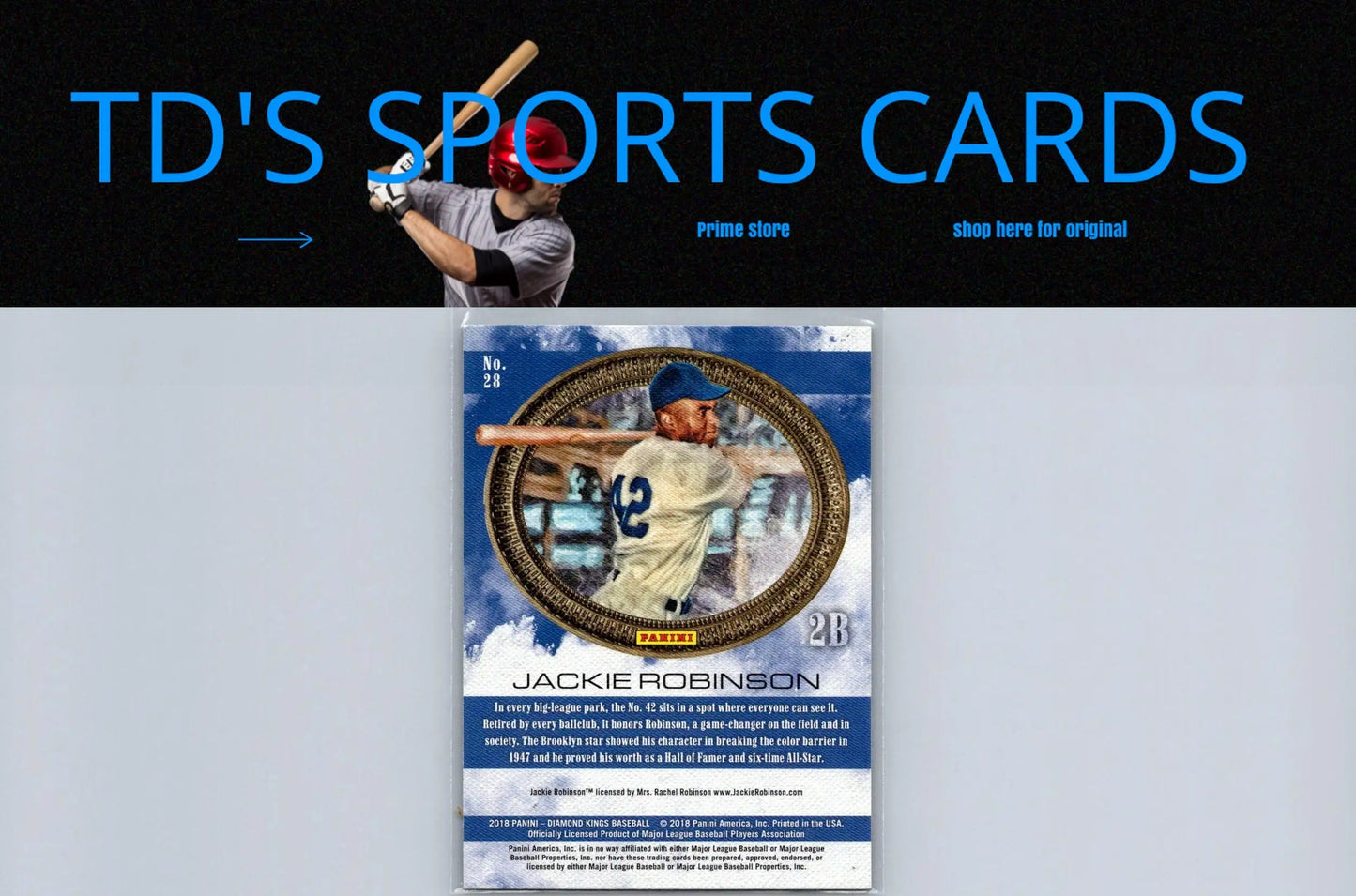 Jackie Robinson baseball card from 2018 Panini Diamond Kings series