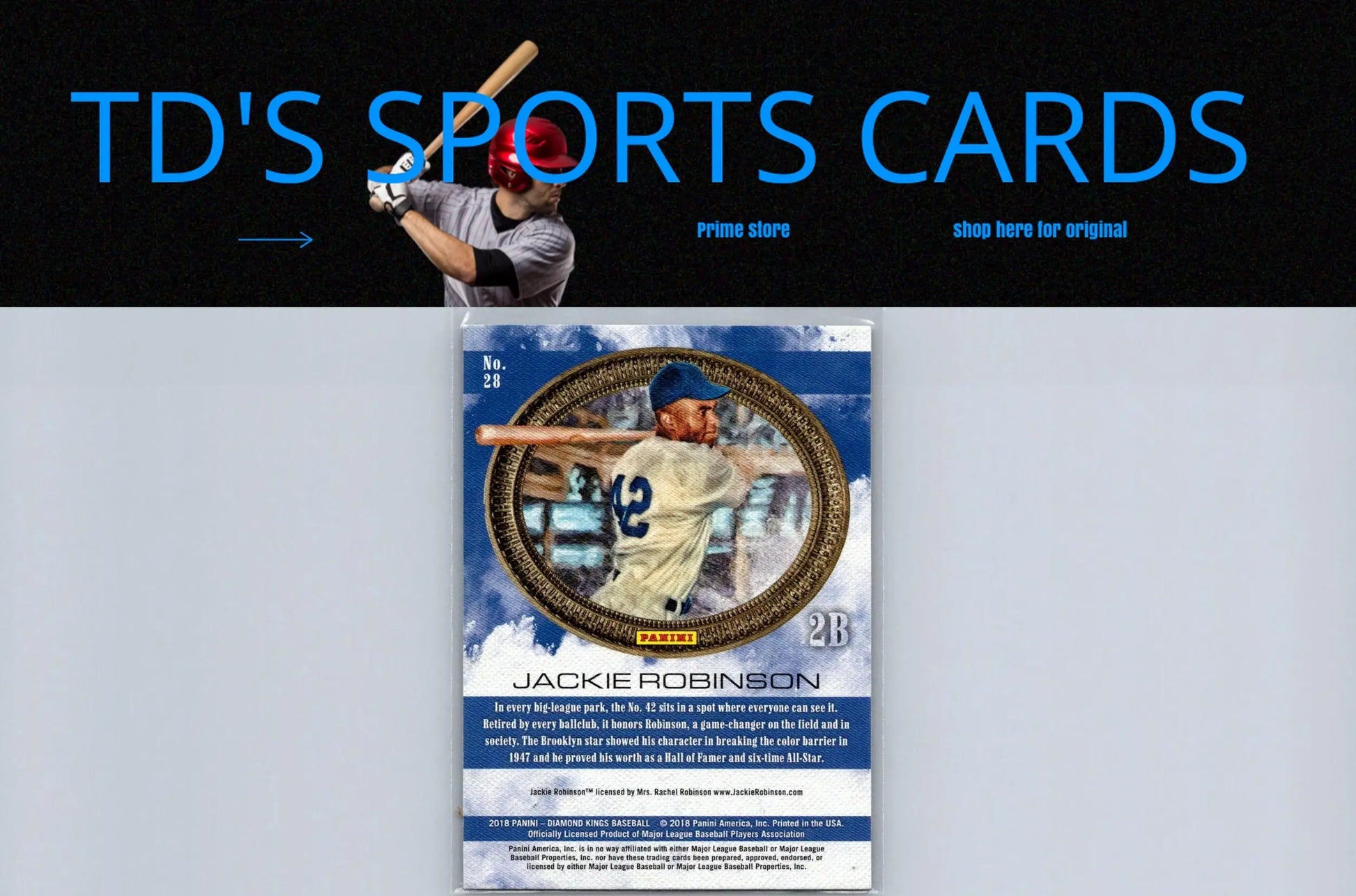 Jackie Robinson baseball card from 2018 Panini Diamond Kings series