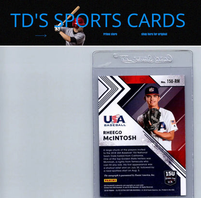 Rheego McIntosh baseball card from Panini Elite Extra Edition with signatures in blue ink