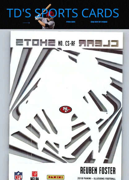 Reuben Foster Clear Shots Blue football card from 2018 Panini Illusions product