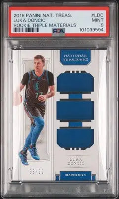 Graded 2018 Panini National Treasures Luka Doncic Rookie Triple Materials basketball card