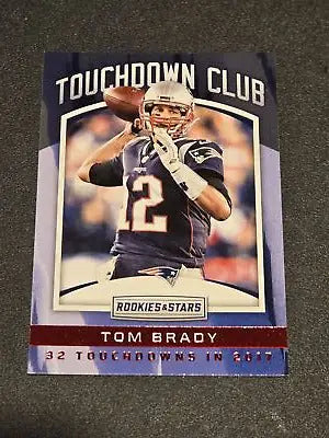 Tom Brady football card from 2018 Panini Rookies & Stars Brady Touchdown Club