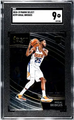 Graded 2018-19 Panini Select Mikal Bridges basketball card SGC 9 featuring select Mikal Bridges
