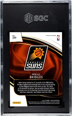 Graded Phoenix Suns Mikal Bridges basketball trading card from 2018 Panini Select