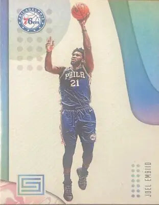 Basketball card of Joel Embiid from 2018 Panini Status trading cards collection
