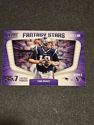 Tom Brady Fantasy Stars football card from 2018 Score series featuring Tom Brady