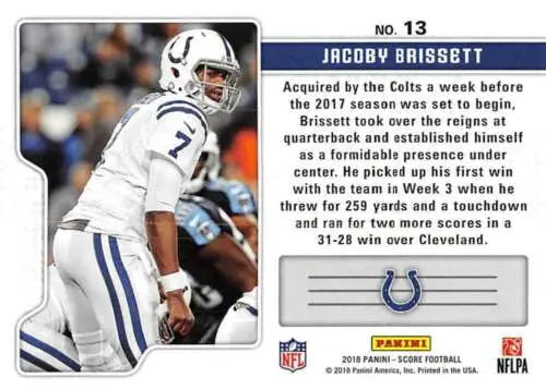 2018 Score Signal Callers #13 Jacoby Brissett football card in original gloss condition