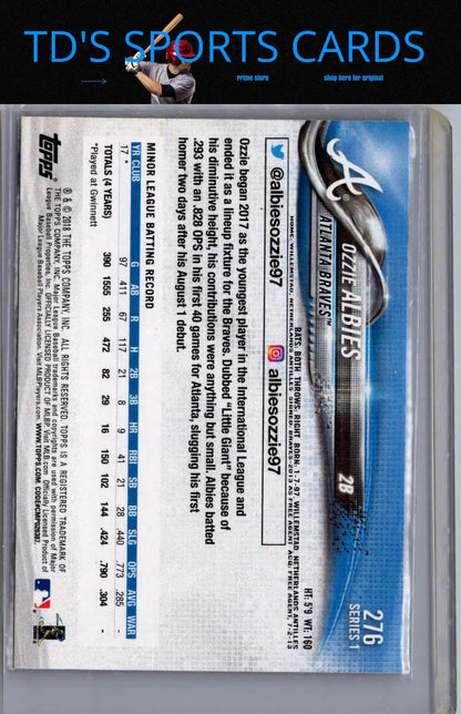 Ozzie Albies baseball card from 2018 Topps #276 showcasing Ozzie Albies action