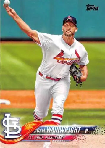 Baseball card of Adam Wainwright from 2018 Topps #81 with original gloss finish