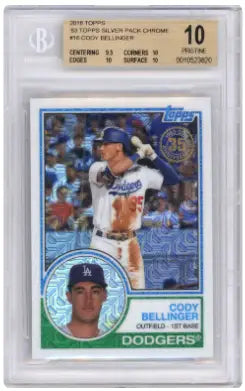 Graded Cody Bellinger baseball card from 2018 Topps Silver Pack Chrome pack chrome Cody