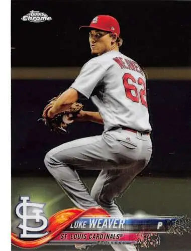 2018 Topps Chrome #88 Luke Weaver baseball card with original gloss showcasing Cardinals