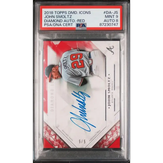 2018 Topps Diamond Icons Red #DA-JS John Smoltz PSA 9 MINT Auto 5/5 Atlanta Braves Baseball Card