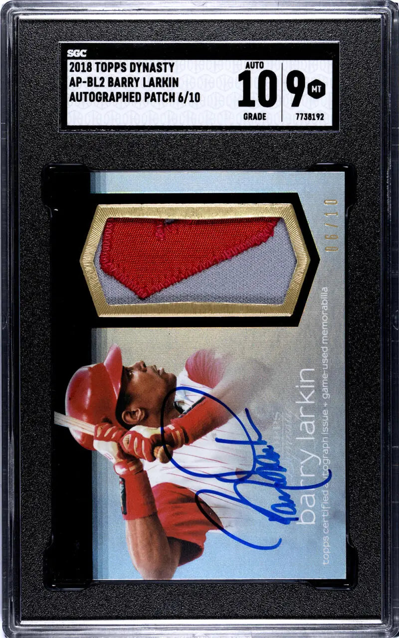 Graded 2018 Topps Dynasty Patches Barry Larkin SGC 9 Mint Cincinnati Reds baseball card