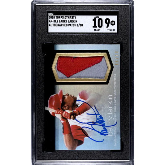 2018 Topps Dynasty Patches Barry Larkin SGC 9 MINT MEM Auto 6/10 Cincinnati Reds Baseball Card