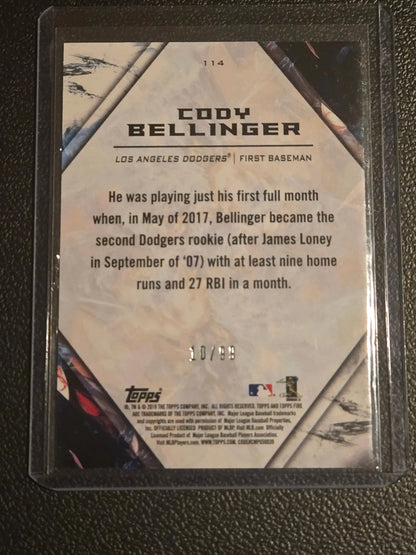 Cody Bellinger baseball trading card 2018 Topps Fire Purple Bellinger Purple #/99