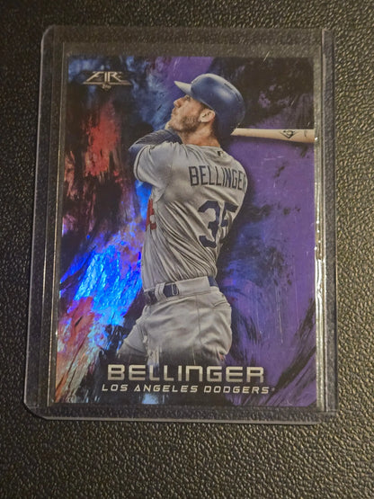 Cody Bellinger Los Angeles Dodgers baseball card in protective sleeve, Cody Bellinger Purple