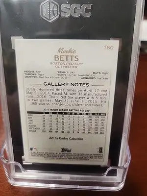 Mookie Betts baseball card from Topps Gallery 2018 Gem Mint 10 edition