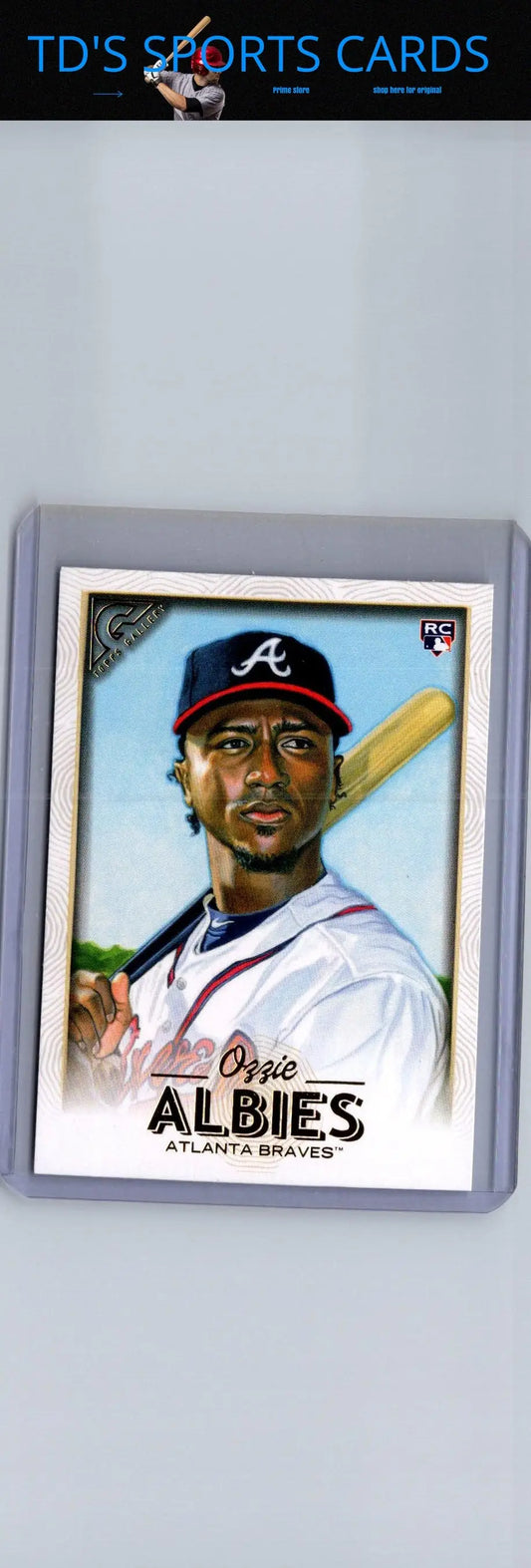 Ozzie Albies baseball card from 2018 Topps Gallery series, collectible sports memorabilia