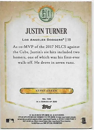 2018 Topps Gypsy Queen Green #165 Justin Turner NM-MT Dodgers - Trading Cards