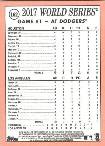 2018 Topps Heritage #162 Game 1 NM-MT Dodgers - Trading Cards