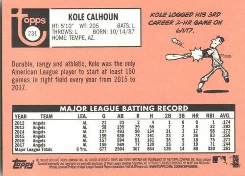 2018 Topps Heritage #231 Kole Calhoun NM-MT Angels - Trading Cards