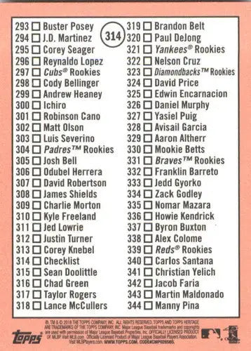 2018 Topps Heritage #314 Cody Bellinger NM-MT Dodgers - Trading Cards