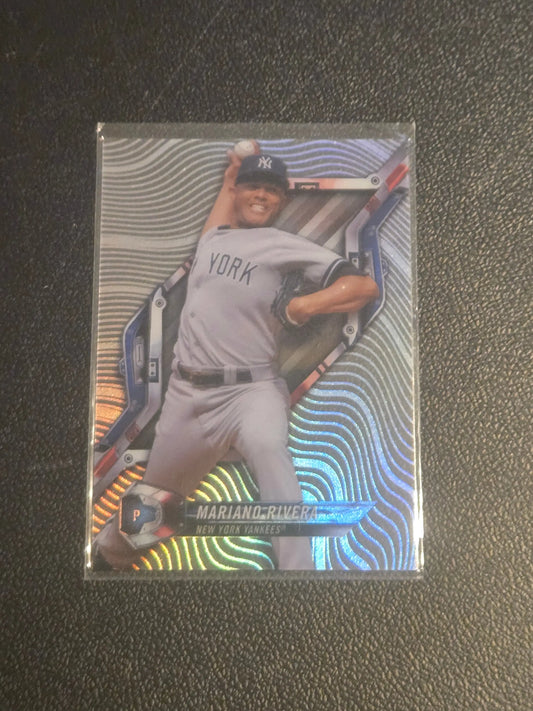 Holographic Mariano Rivera baseball card from 2018 Topps High Tek series