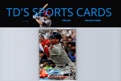 2018 Topps Holiday HMW67 Rafael Devers baseball card featuring Rafael Devers with HMW67 Rafael design