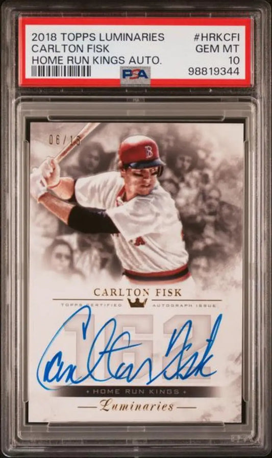 PSA 10 GEM MINT Autographed 2018 Topps Luminaries Carlton Fisk Boston Red Sox Card