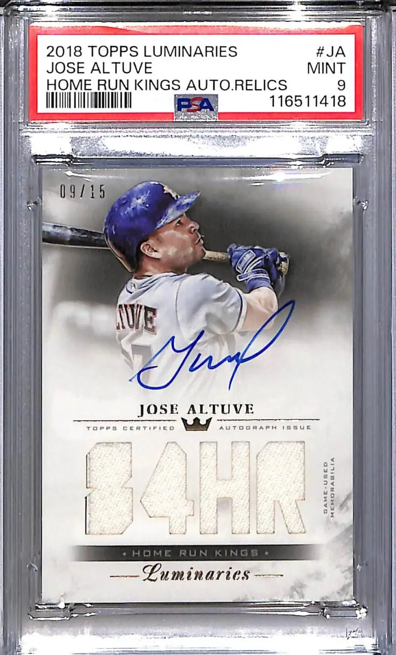 2018 Topps Luminaries Home Run Kings #HRKR-JA Jose Altuve PSA 9 MINT MEM Auto 9/15 Houston Astros