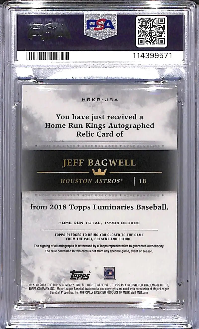 Jeff Bagwell autographed relic card from Topps Luminaries Home Run Kings series