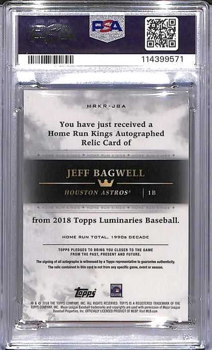 Jeff Bagwell autographed relic card from Topps Luminaries Home Run Kings series