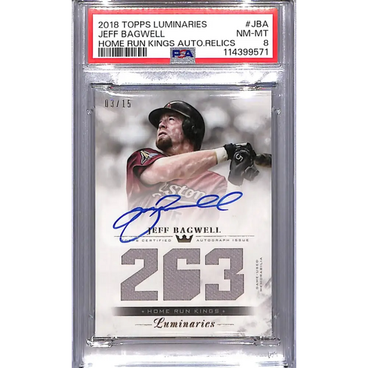 2018 Topps Luminaries Home Run Kings #HRKR-JBA Jeff Bagwell PSA 8 NM-MT MEM Auto 03/15 Houston Astros