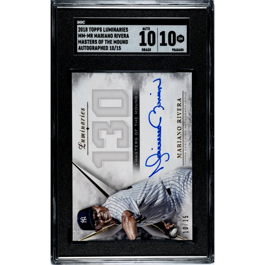 2018 Topps Luminaries Masters of the Mound #MM-MR Mariano Rivera SGC 10 Gem Auto 10/15 New York Yankees Baseball Card