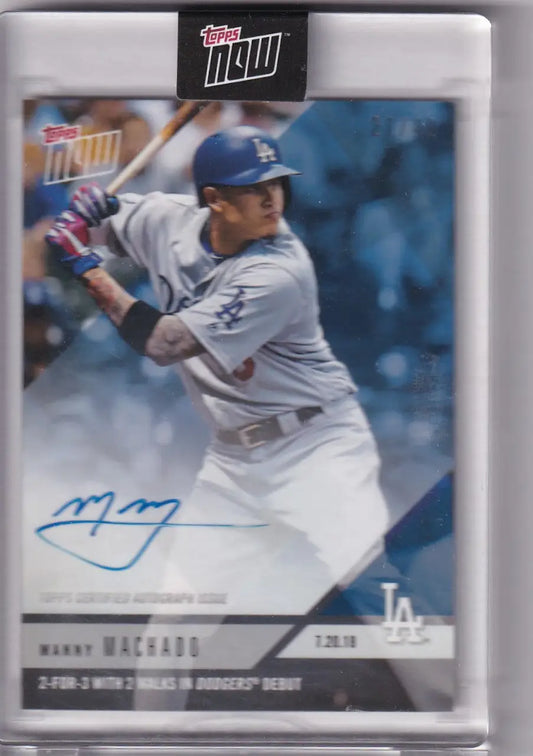 Baseball trading card of 476B Manny Machado at bat, Los Angeles Dodgers, with autograph